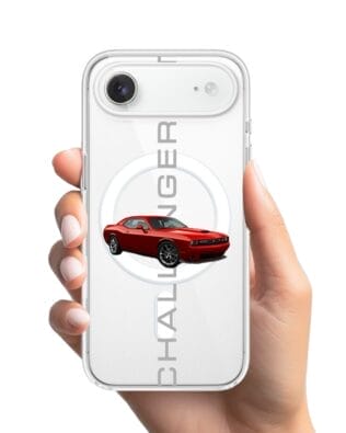 Etui do iPhone Air z MagSafe przeźroczyste, silikonowe Flexi, Szybkie Auta, czerwony Challenger GT