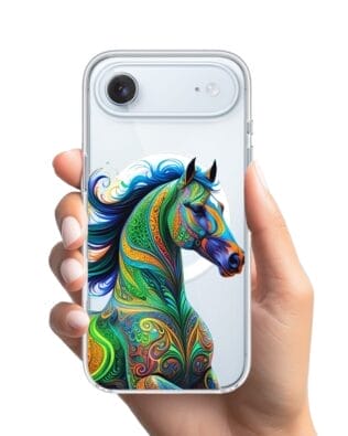 Etui do iPhone Air z MagSafe przeźroczyste, silikonowe Flexi, Dzika Mandala, Koń