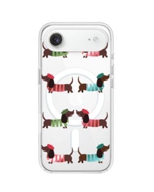 Etui do iPhone Air z MagSafe przeźroczyste, silikonowe Flexi, jamnik w Paryżu