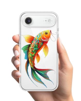 Etui do iPhone Air przeźroczyste, silikonowe Flexi, Dzika Mandala, Złota ryba