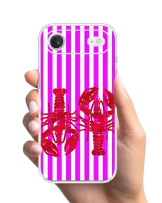 Etui do iPhone Air przeźroczyste, silikonowe Flexi, kraby z różowymi paskami