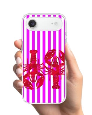 Etui do iPhone Air z MagSafe przeźroczyste, silikonowe Flexi, kraby z różowymi paskami