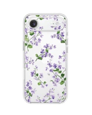 Etui do iPhone Air przeźroczyste, silikonowe Flexi, Fioletowe Bratki