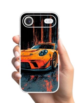 Etui do iPhone Air przeźroczyste, silikonowe Flexi, Szybkie Auta, Pomarańczowa 911