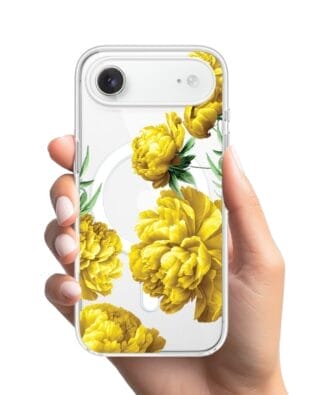Etui do iPhone Air z MagSafe przeźroczyste, silikonowe Flexi, żółte piwonie