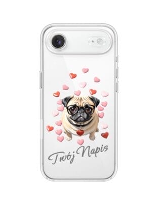 Etui do iPhone Air przeźroczyste, silikonowe Flexi, Puppy Love, pies rasy Mops