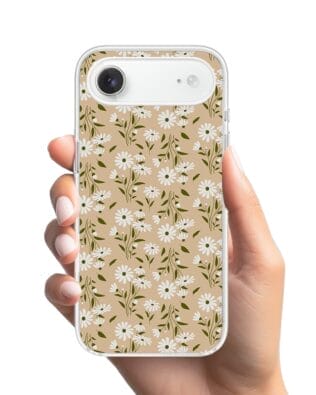 Etui do iPhone Air z MagSafe przeźroczyste, silikonowe Flexi, Summer Patterns, delikatne kwiatki na cielistym tle