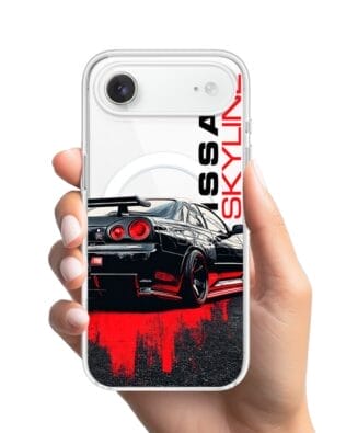 Etui do iPhone Air z MagSafe przeźroczyste, silikonowe Flexi, Szybkie Auta, czarny Skyline