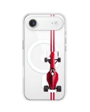 Etui do iPhone Air z MagSafe przeźroczyste, silikonowe Flexi, Szybkie Auta, czerwone F1