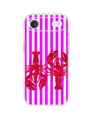 Etui do iPhone Air przeźroczyste, silikonowe Flexi, kraby z różowymi paskami