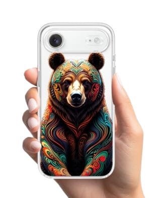 Etui do iPhone Air przeźroczyste, silikonowe Flexi, Dzika Mandala, Niedźwiedź