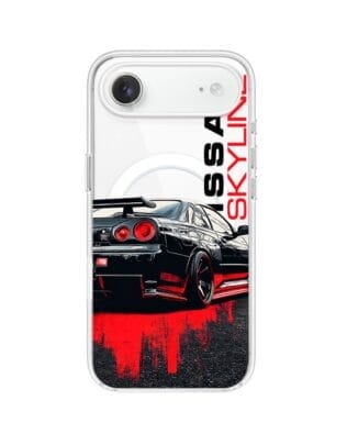 Etui do iPhone Air z MagSafe przeźroczyste, silikonowe Flexi, Szybkie Auta, czarny Skyline