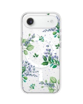 Etui do iPhone Air z MagSafe przeźroczyste, silikonowe Flexi, fioletowe kwiatki