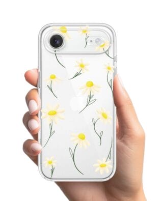 Etui do iPhone Air przeźroczyste, silikonowe Flexi, stokrotki