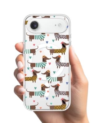 Etui do iPhone Air z MagSafe przeźroczyste, silikonowe Flexi, Summer Patterns, zakochane jamniki