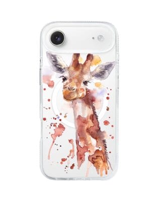 Etui do iPhone Air z MagSafe przeźroczyste, silikonowe Flexi, Akwarelowe Zoo, Żyrafa