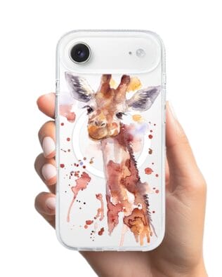 Etui do iPhone Air z MagSafe przeźroczyste, silikonowe Flexi, Akwarelowe Zoo, Żyrafa