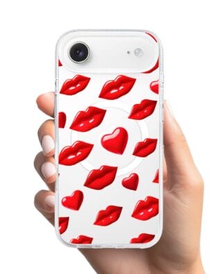 Etui do iPhone Air z MagSafe przeźroczyste, silikonowe Flexi, czerwone usta