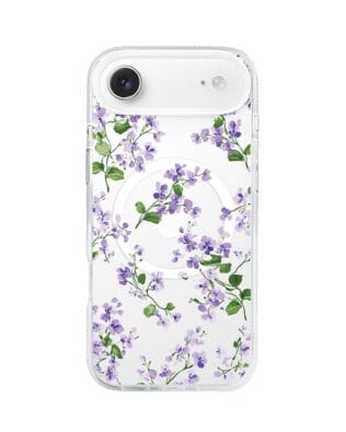 Etui do iPhone Air z MagSafe przeźroczyste, silikonowe Flexi, Fioletowe Bratki