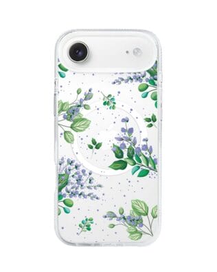 Etui do iPhone Air z MagSafe przeźroczyste, silikonowe Flexi, fioletowe kwiatki