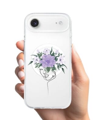 Etui do iPhone Air z MagSafe przeźroczyste, silikonowe Flexi, kobieta z Kwiatami