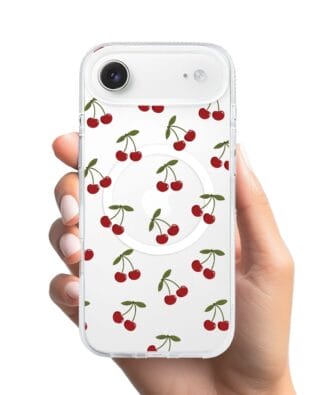 Etui do iPhone Air z MagSafe przeźroczyste, silikonowe Flexi, Mini Patterns, Wiśnie
