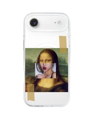 Etui do iPhone Air z MagSafe przeźroczyste, silikonowe Flexi, Mona lisa z lizakiem