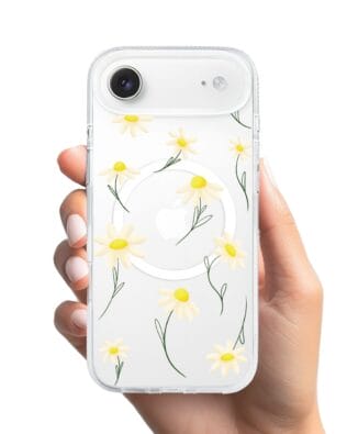 Etui do iPhone Air z MagSafe przeźroczyste, silikonowe Flexi, stokrotki
