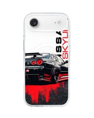 Etui do iPhone Air z MagSafe przeźroczyste, silikonowe Flexi, Szybkie Auta, czarny Skyline