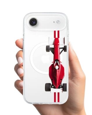 Etui do iPhone Air z MagSafe przeźroczyste, silikonowe Flexi, Szybkie Auta, czerwone F1