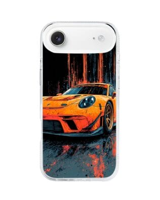Etui do iPhone Air z MagSafe przeźroczyste, silikonowe Flexi, Szybkie Auta, Pomarańczowa 911