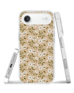 Etui do Samsung Galaxy S23 przeźroczyste, silikonowe Flexi, delikatne kwiatki na cielistym tle