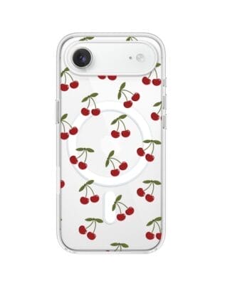 Etui do iPhone Air z MagSafe przeźroczyste, silikonowe Flexi, Mini Patterns, Wiśnie