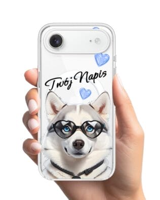 Etui do iPhone Air z MagSafe przeźroczyste, silikonowe Flexi, Puppy Love, pies rasy Husky