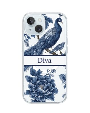 Etui do iPhone 15 Plus z MagSafe przeźroczyste, silikonowe Flexi, Mystic, Diva Peacock