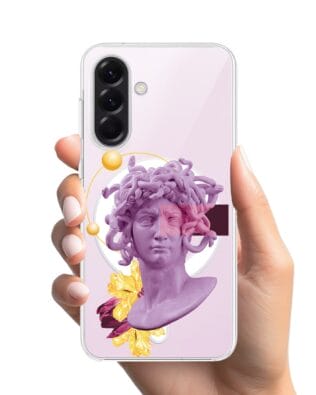 Etui do Samsung Galaxy A57 z MagSafe przeźroczyste, silikonowe Flexi, antyczna figura, meduza