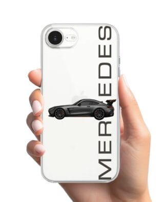 Etui do iPhone 17e przeźroczyste, silikonowe Flexi, Szybkie Auta, Stalowe AMG-GT