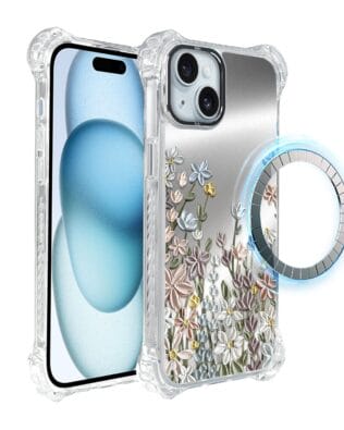 Etui do iPhone 15 IBIZU DropGuard Ultra z MagSafe, Relief Garden, Wiosenna łąka