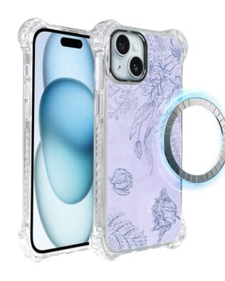 Etui do iPhone 15 IBIZU DropGuard Ultra z MagSafe, Relief Garden, Kwiatowa płaskorzeźba