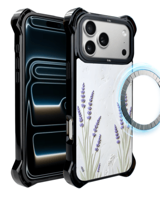 Etui do iPhone 17 Pro IBIZU DropGuard Ultra z MagSafe, Relief Garden, Prowansalska lawenda