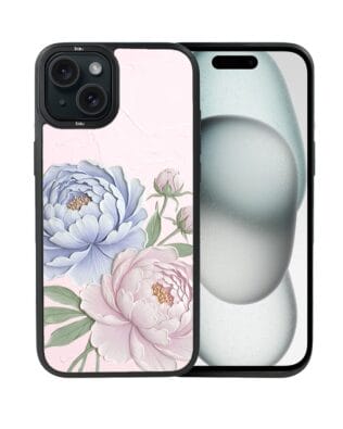 Etui do iPhone 15 Plus IBIZU DropGuard Matt z MagSafe, Relief Garden, Piwoniowy róż