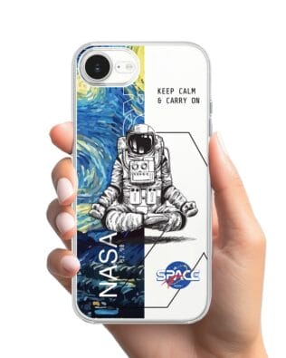 Etui do iPhone 17e przeźroczyste, silikonowe Flexi, Keep Calm in Cosmos