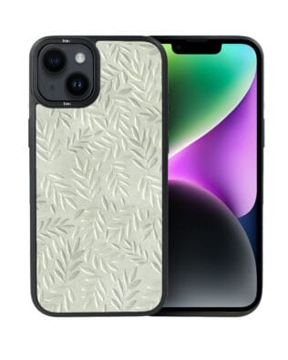 Etui do iPhone 14 IBIZU DropGuard Matt z MagSafe, Relief Garden, Ślad oliwki