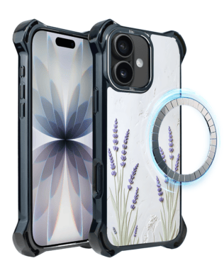 Etui do iPhone 17 IBIZU DropGuard Ultra z MagSafe, Relief Garden, Prowansalska lawenda
