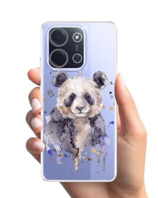 Etui do Xiaomi POCO C85 przeźroczyste, silikonowe Flexi, Akwarelowe Zoo, Panda