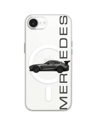 Etui do iPhone 17e z MagSafe przeźroczyste, silikonowe Flexi, Szybkie Auta, Stalowe AMG-GT