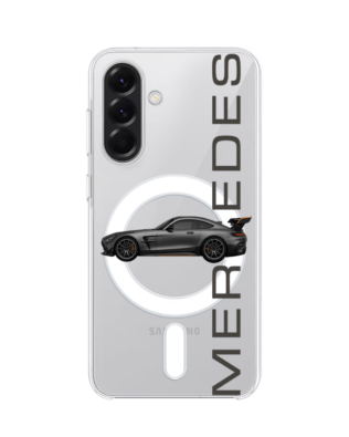 Etui do Samsung Galaxy A57 z MagSafe przeźroczyste, silikonowe Flexi, Szybkie Auta, Stalowe AMG-GT