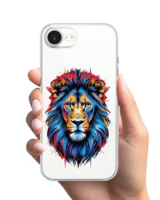 Etui do iPhone 17e przeźroczyste, silikonowe Flexi, Dzika Mandala, Lew