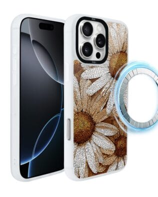 Etui do iPhone 16 Pro IBIZU DropGuard Matt z MagSafe, Modern Classics, Mozaika rumianków