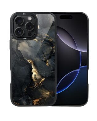 Etui do iPhone 16 Pro Max IBIZU DropGuard Matt z MagSafe, Ethereal Essence, Czarny diament ze złotem